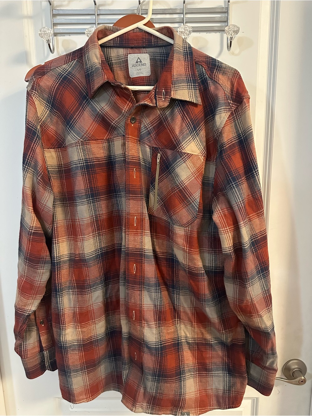 Ascend Red and Blue Plaid Button-Down Shirt